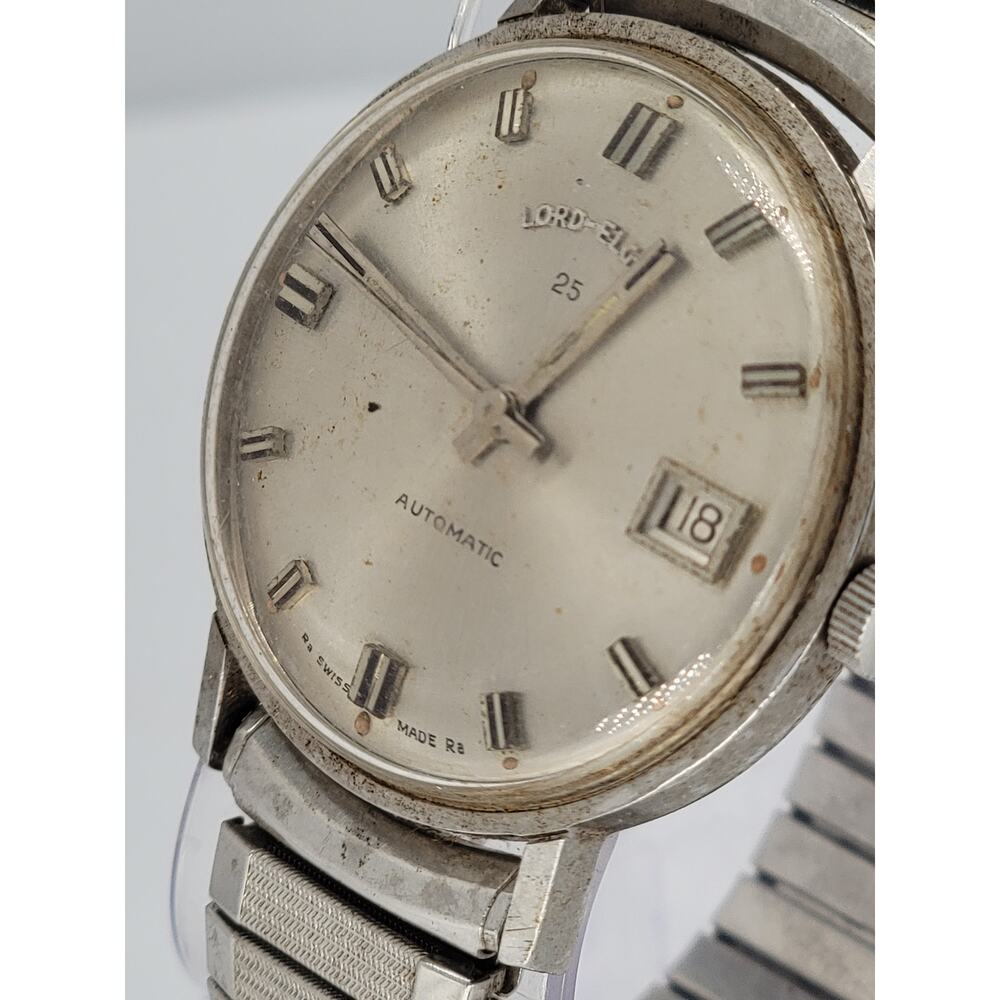 Vintage LORD-ELGIN men's automatic watch Date Swiss 1960s Engraved Amazing Watch